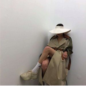 The Frankie Shop Colorblock Trench Coat (Khaki and Olive); One Size. Worn 1x.